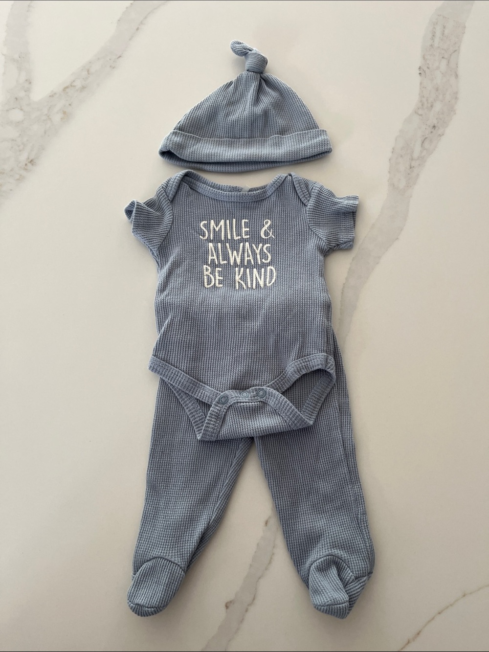 Smile & Always Be Kind Light Blue Baby Matching Set - 3-Piece